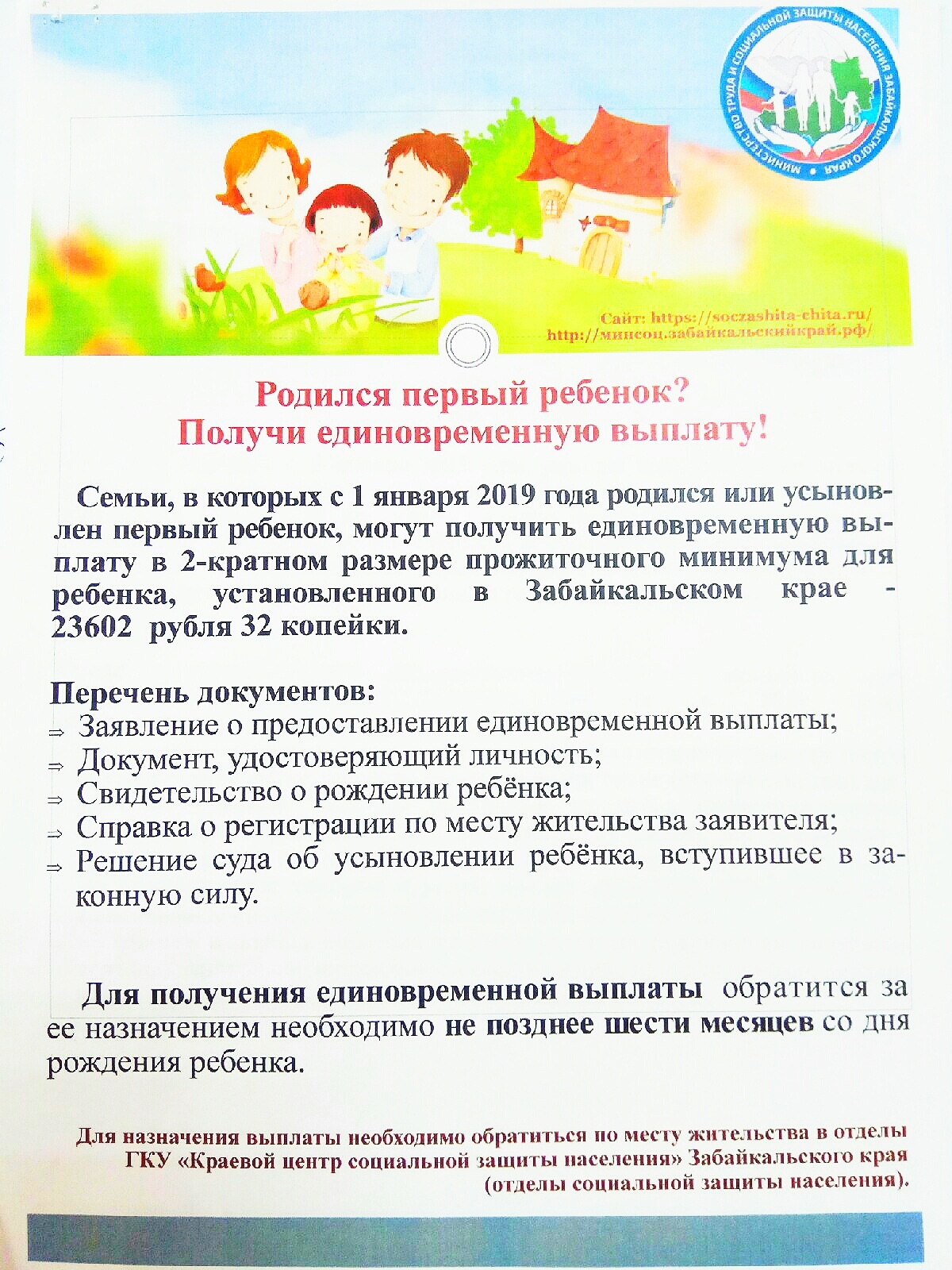 Краевой Минздрав публикует памятки по социальным выплатам для родителей первого и последующих детей